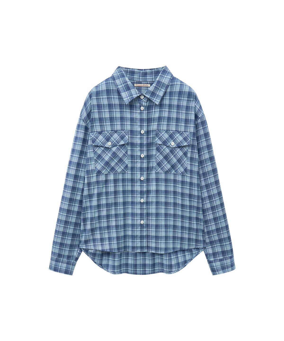 반원 아틀리에(VANONE ATELIER) A3543 투 포켓 체크 셔츠_Blue
