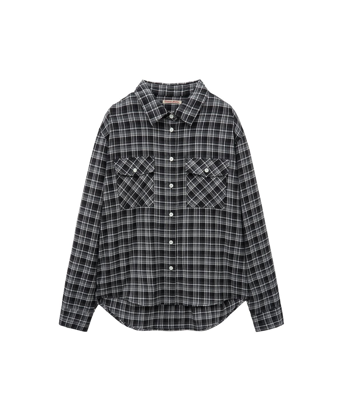 반원 아틀리에(VANONE ATELIER) A3543 투 포켓 체크 셔츠_Black