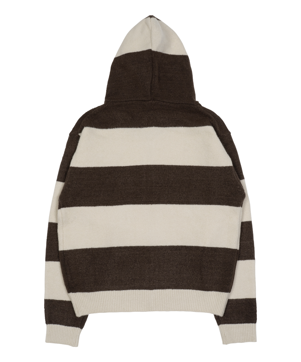 더콜디스트모먼트(THE COLDEST MOMENT) TCM stripe knit hooded zip-up (brown/ivory)
