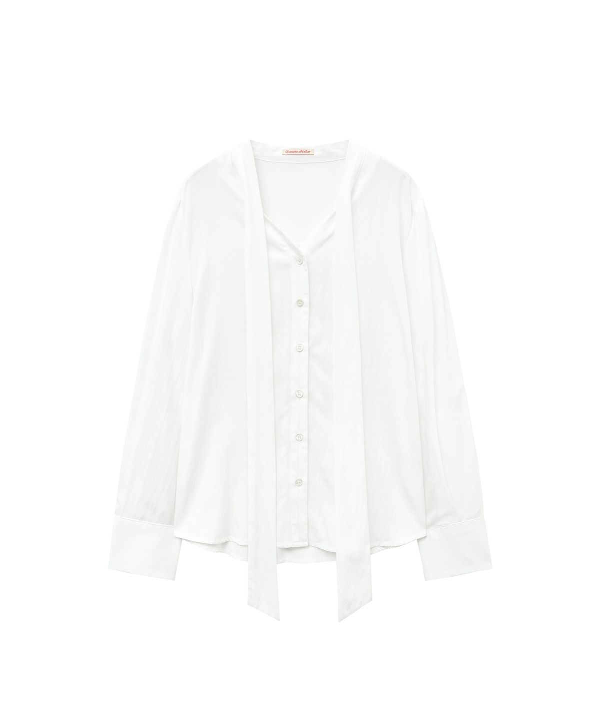 반원 아틀리에(VANONE ATELIER) A3544 미니멀 타이 블라우스_White