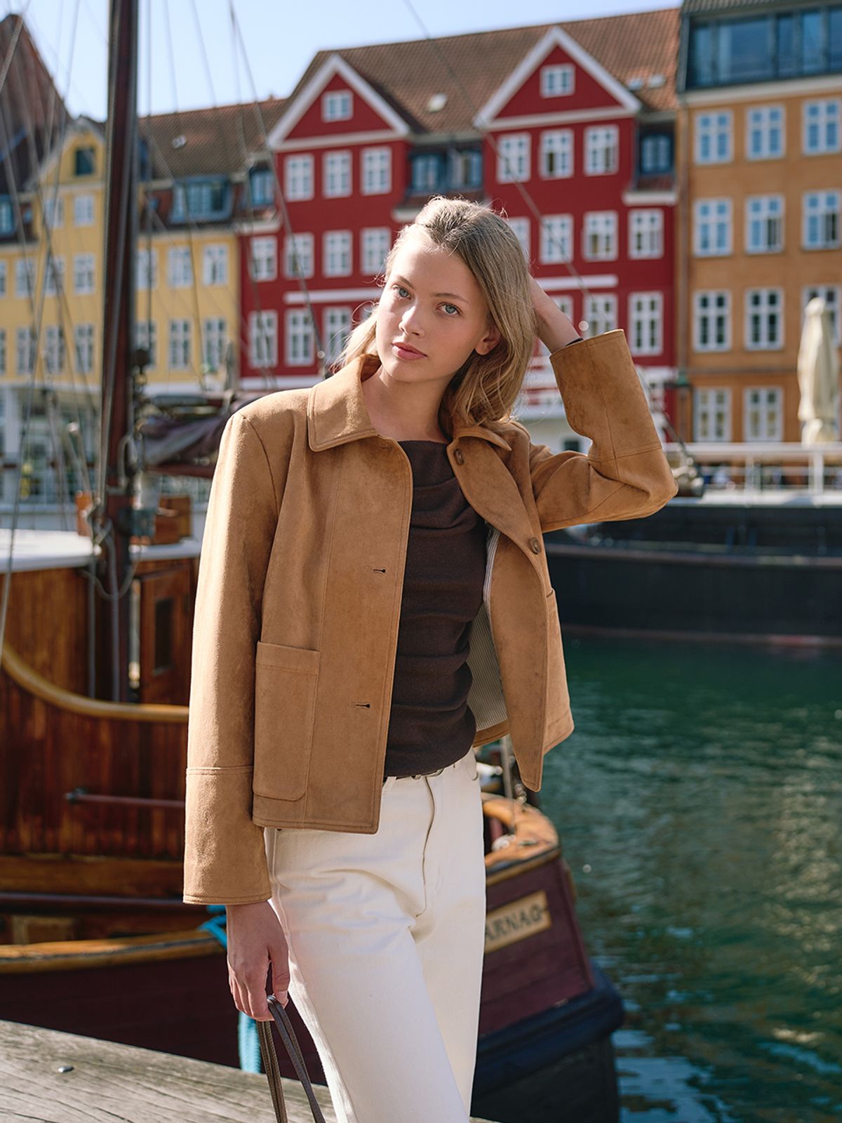 랭앤루(LANGNLU) BREDE Faux Suede Single Jacket(브레데)_BROWN
