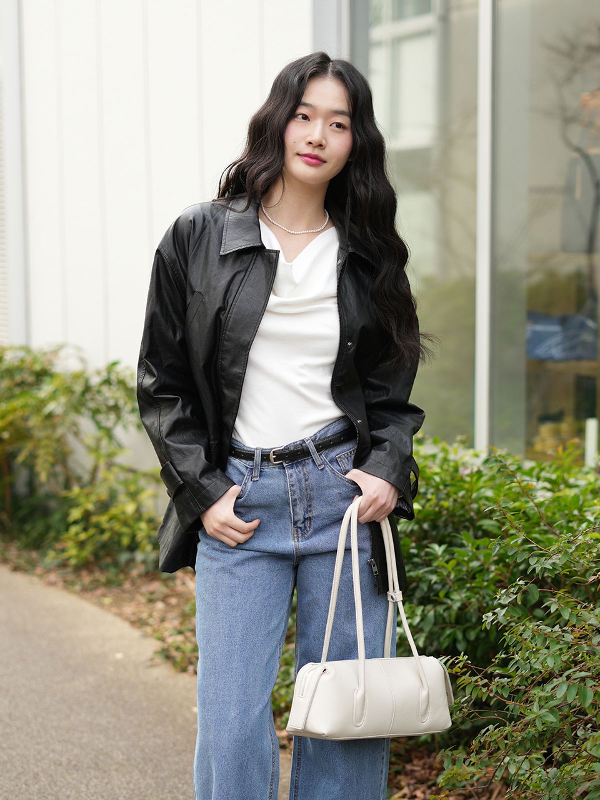 랭앤루(LANGNLU) HAGEN Faux Leather Half Jacket(하겐)_BLACK