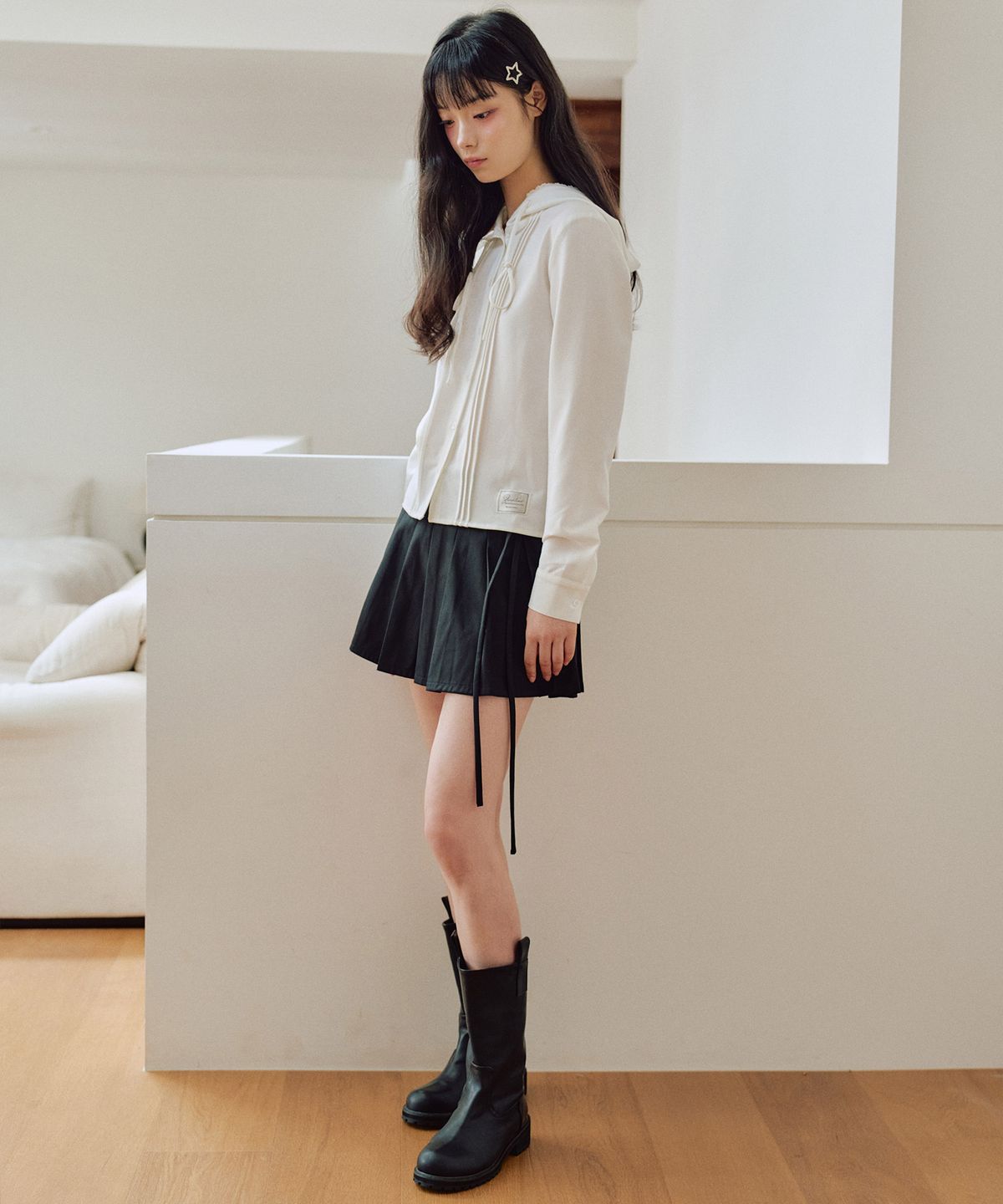 제로플래닛(ZEROPLANET) 베일리 링클 프리 후드 셔츠 [WHITE]