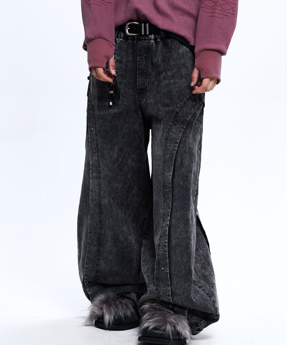 알에스에스씨(RSSC) RIVET BALLOON DENIM PANTS - BLACK