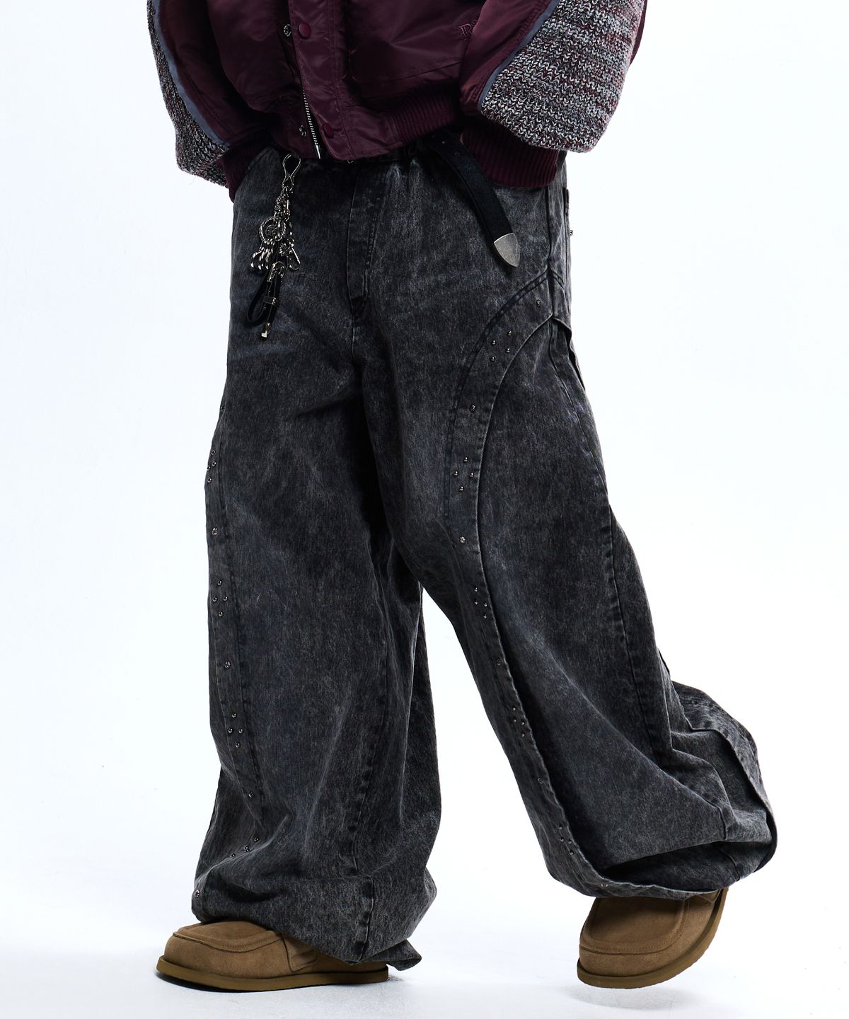 알에스에스씨(RSSC) RIVET BALLOON DENIM PANTS - BLACK