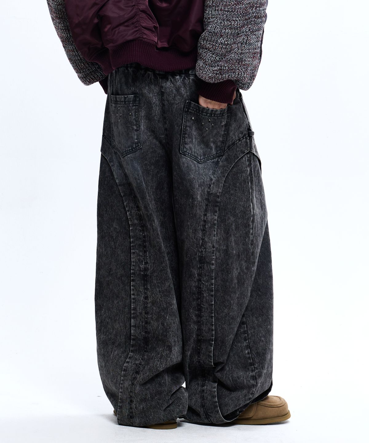 알에스에스씨(RSSC) RIVET BALLOON DENIM PANTS - BLACK