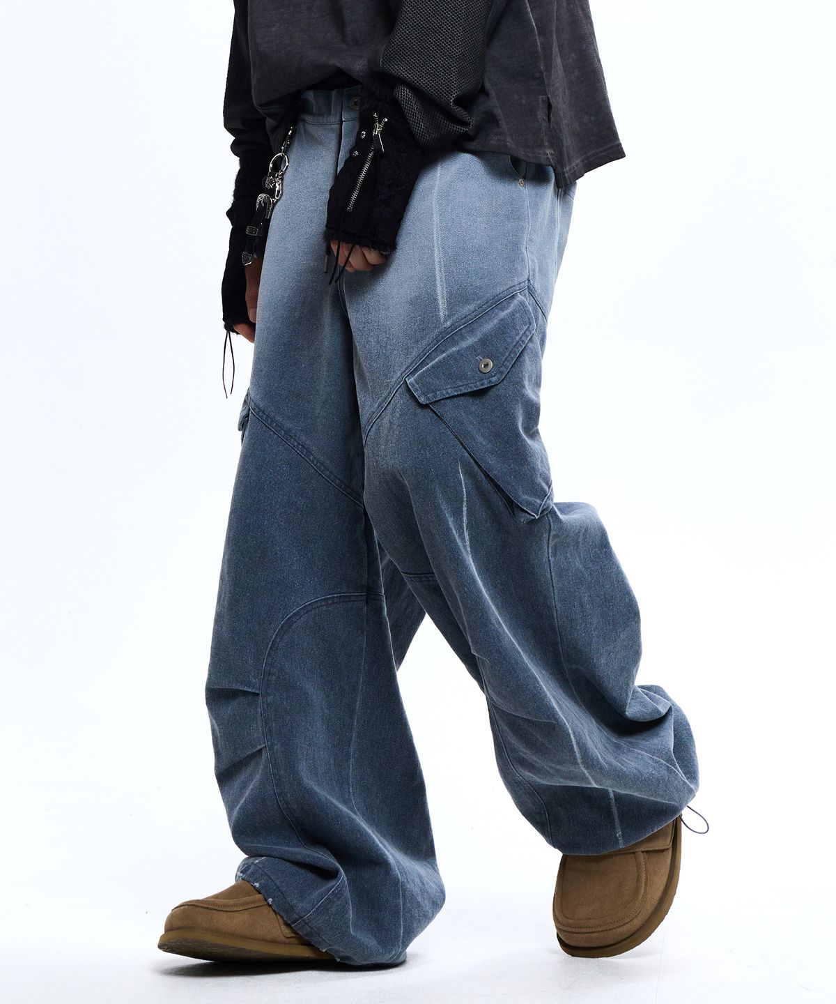 알에스에스씨(RSSC) LAYERD WASHING CARGO DENIM PANTS - NAVY