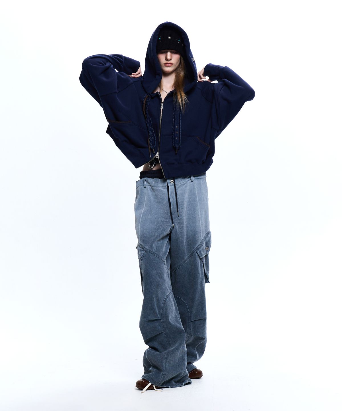 알에스에스씨(RSSC) LAYERD WASHING CARGO DENIM PANTS - NAVY