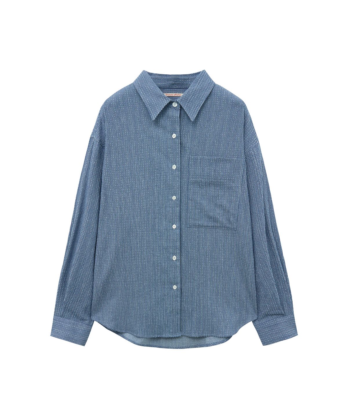 반원 아틀리에(VANONE ATELIER) A3550 텍스처드 데님 셔츠_Medium blue