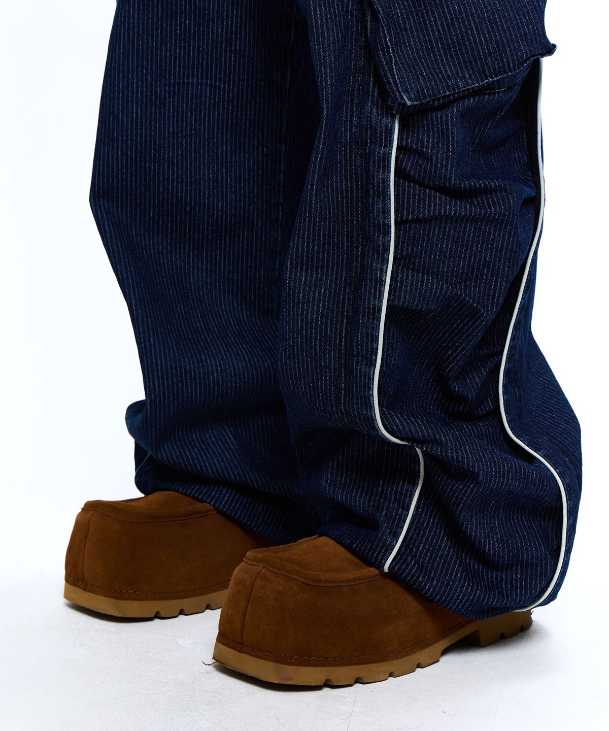 알에스에스씨(RSSC) WRINKLE MIXED STRIPE CARPENTER DENIM PANTS - DENIM