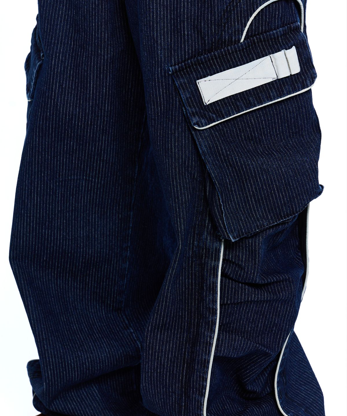 알에스에스씨(RSSC) WRINKLE MIXED STRIPE CARPENTER DENIM PANTS - DENIM