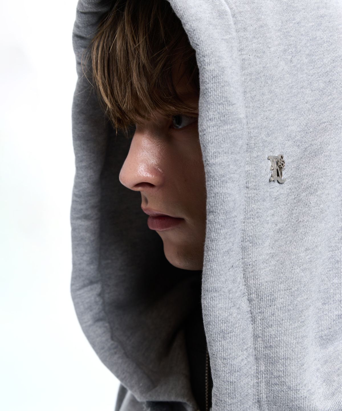 알에스에스씨(RSSC) DENIM STRAP CROP HOOD ZIPUP - MELANGE