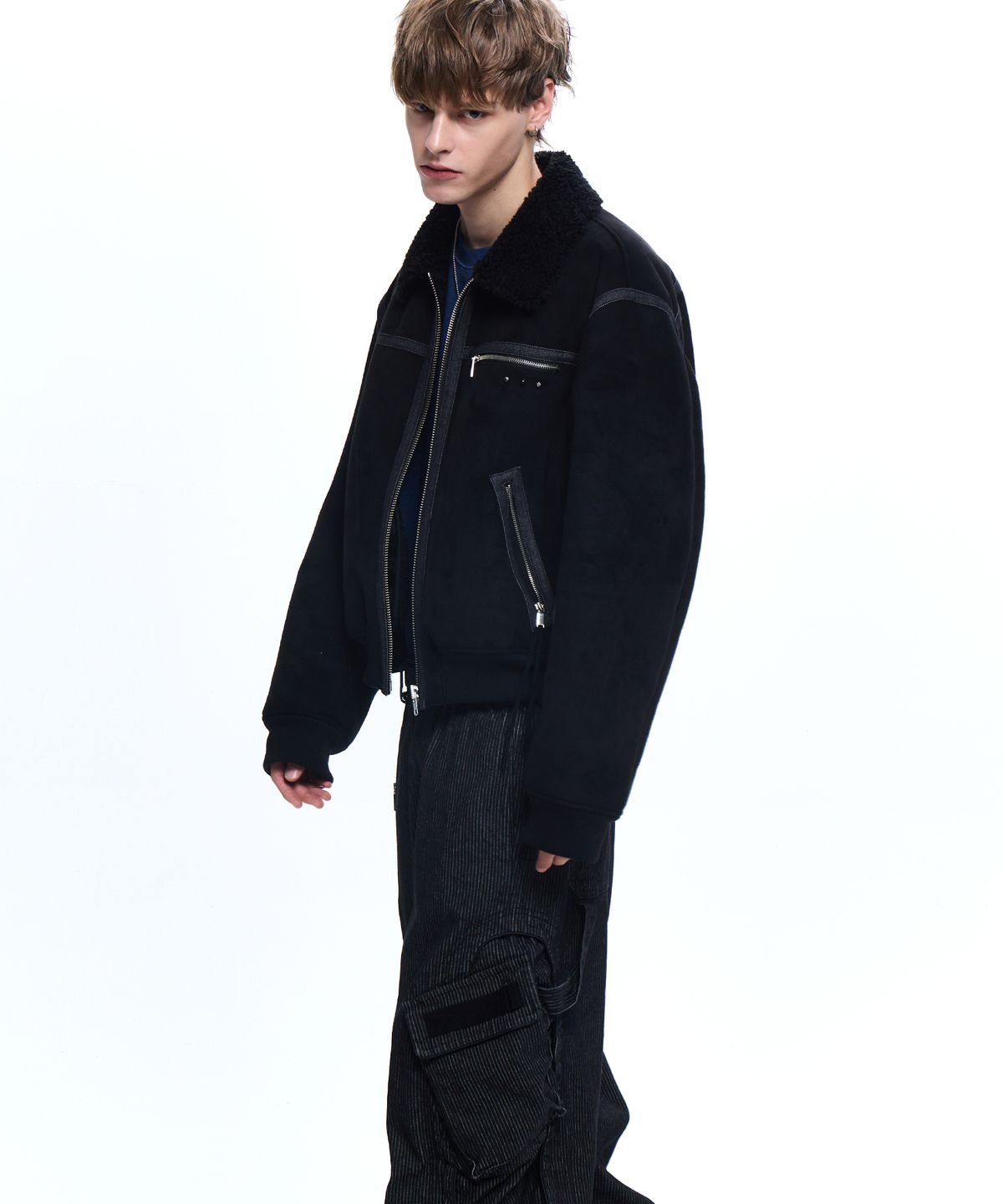 알에스에스씨(RSSC) DENIM MIXED MUSTANG JACKET - BLACK