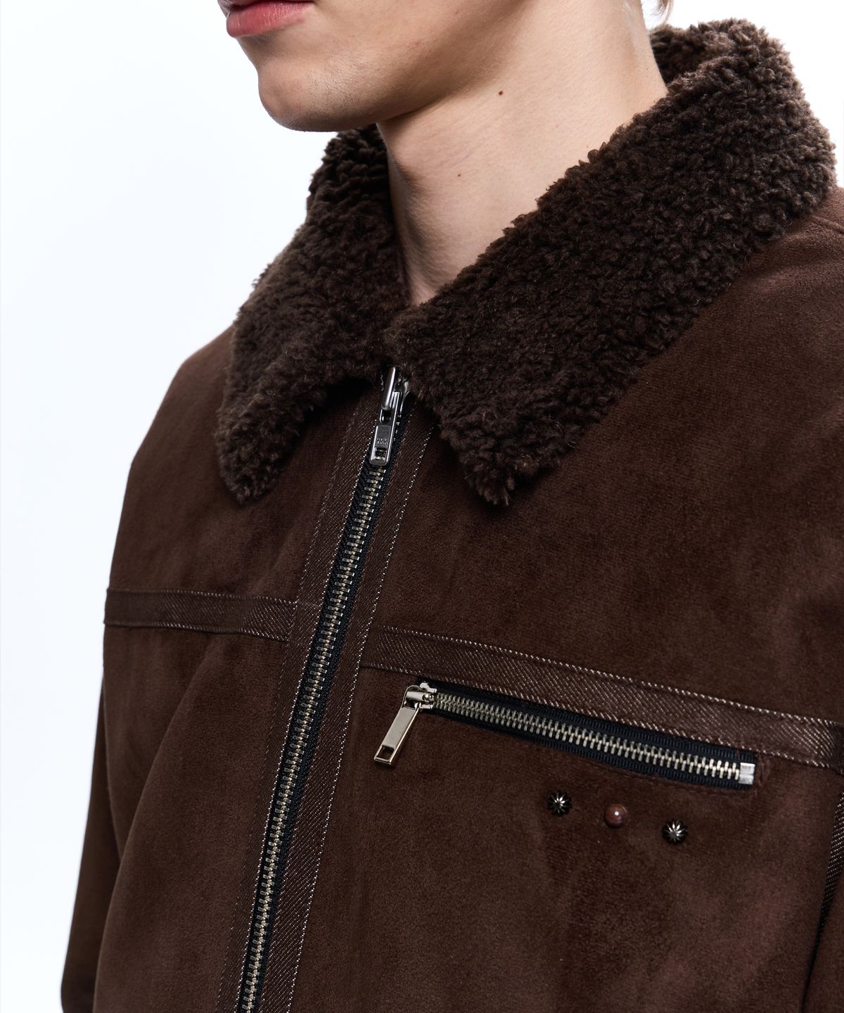 알에스에스씨(RSSC) DENIM MIXED MUSTANG JACKET - BROWN