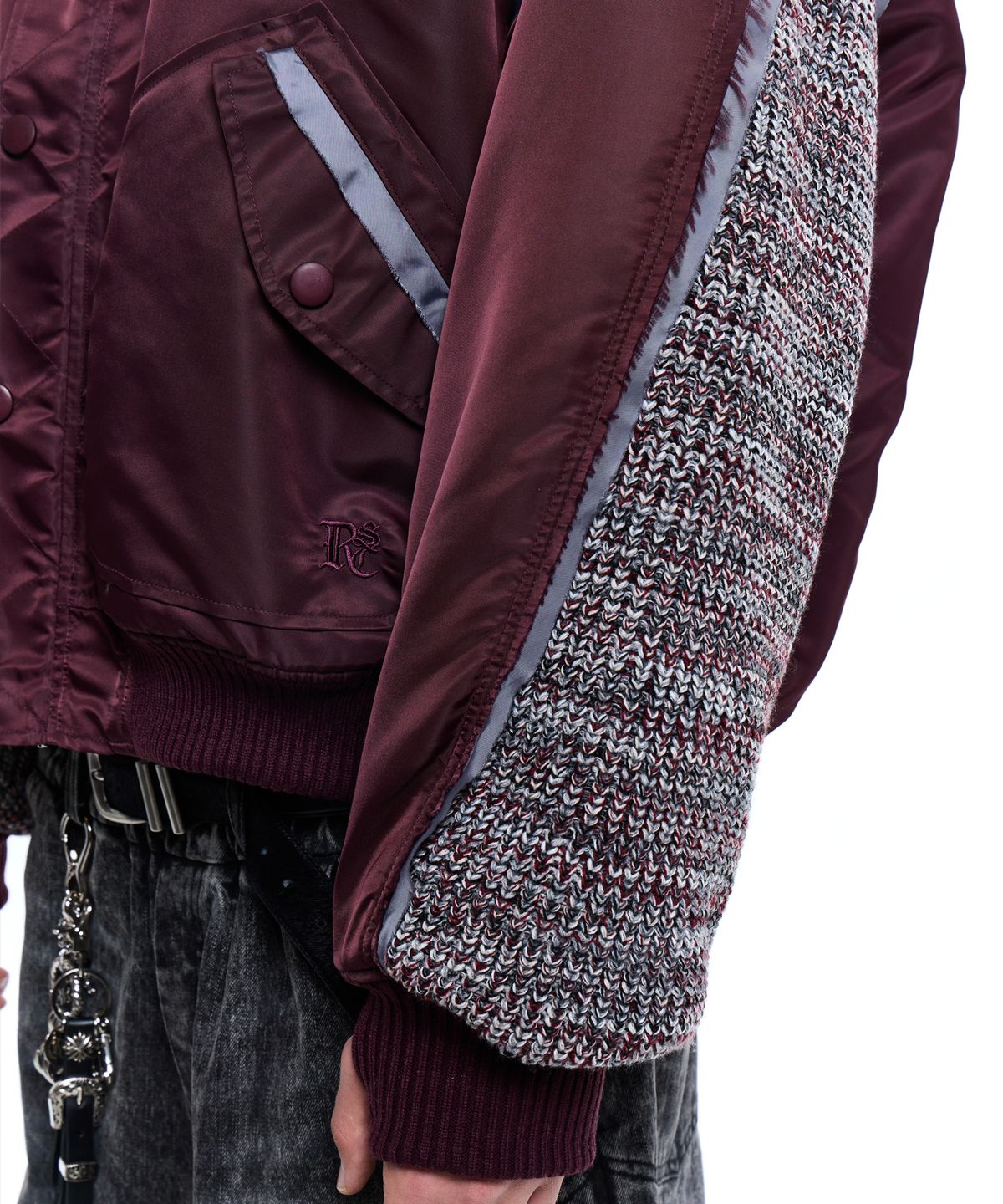 알에스에스씨(RSSC) KNIT MIXED MA-1 JUMPER - WINE