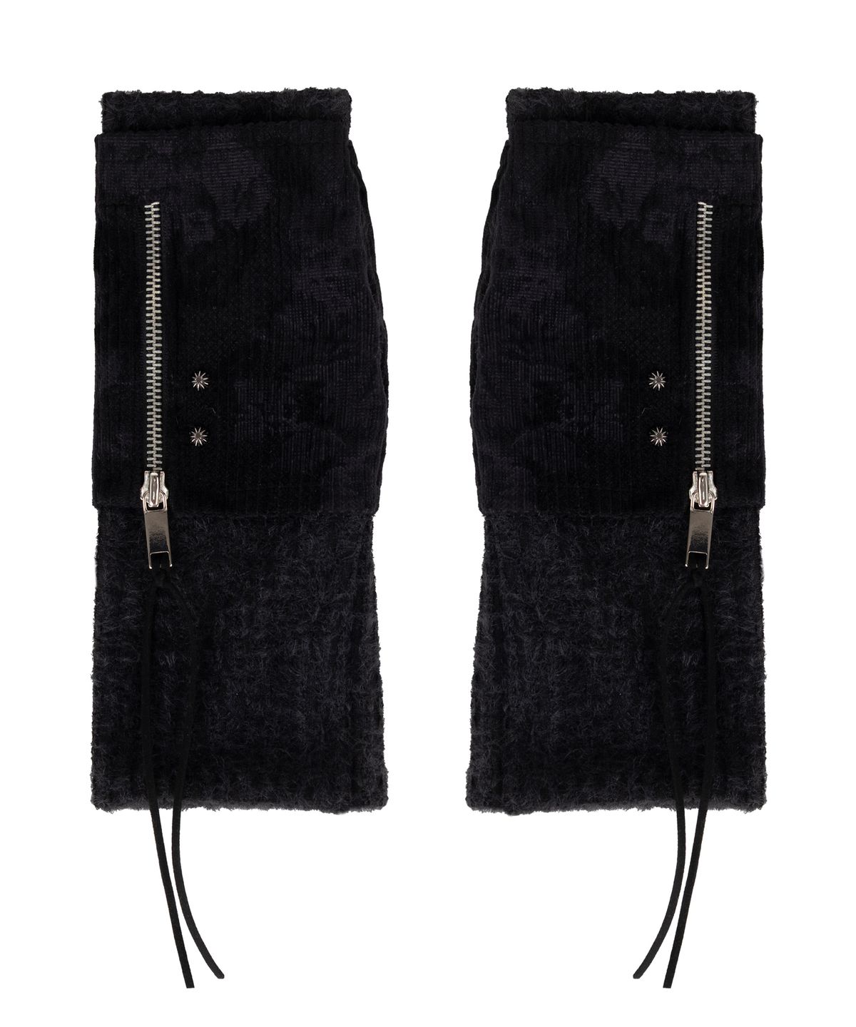알에스에스씨(RSSC) VELVET MIXED HAIRY KNIT HAND WARMER - BLACK