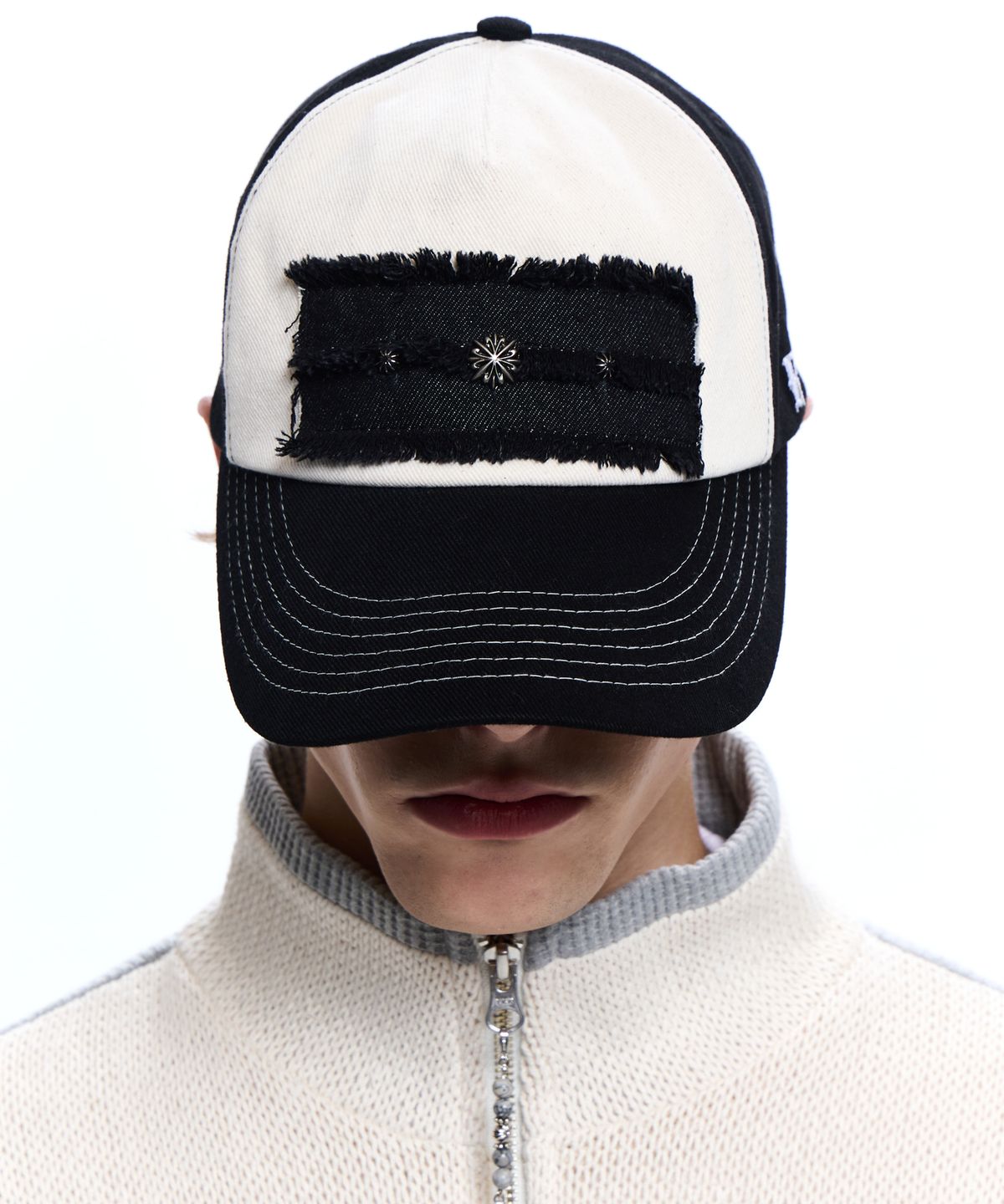 알에스에스씨(RSSC) DENIM PATCHED RIVET BALL CAP - BLACK/IVORY