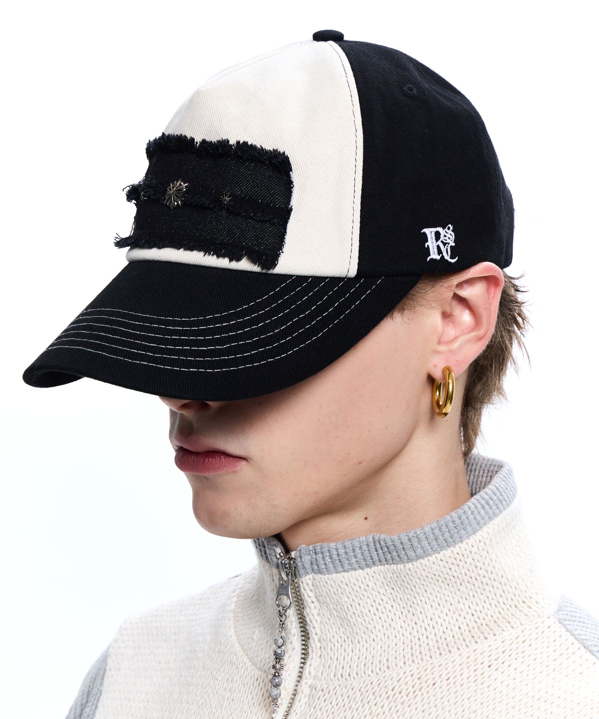 알에스에스씨(RSSC) DENIM PATCHED RIVET BALL CAP - BLACK/IVORY