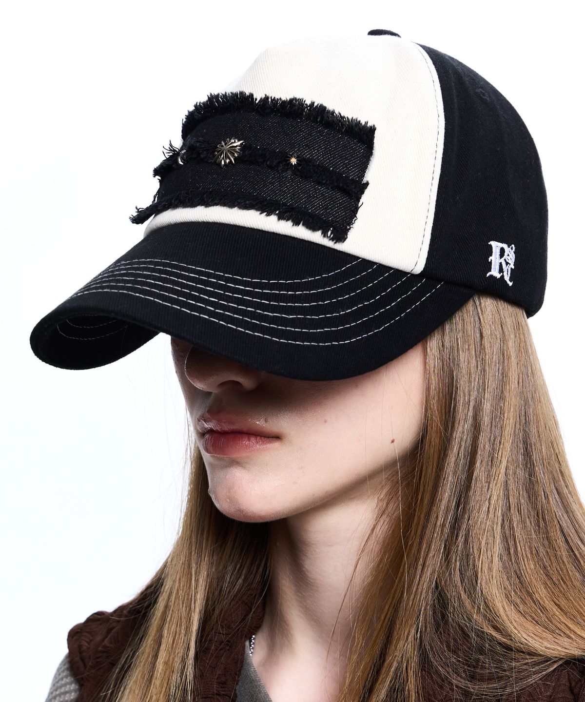 알에스에스씨(RSSC) DENIM PATCHED RIVET BALL CAP - BLACK/IVORY