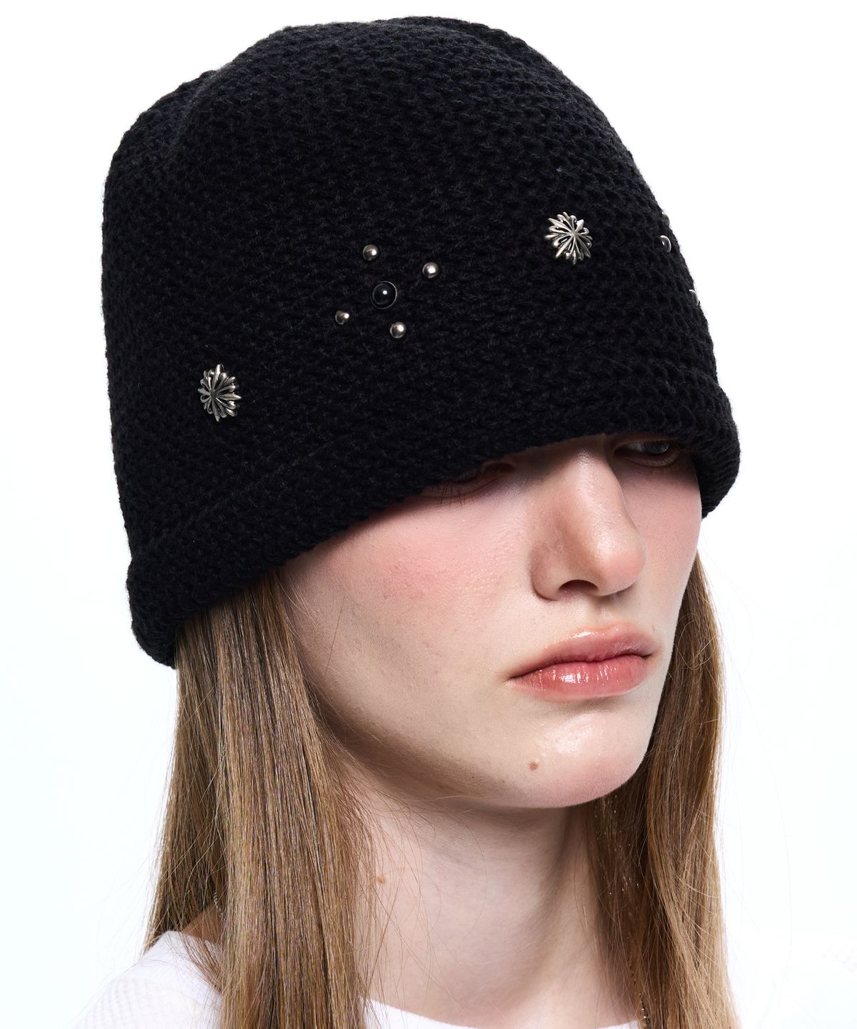 알에스에스씨(RSSC) SUNBURST RIVET KNIT BEANIE - BLACK