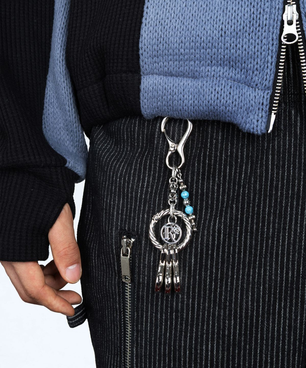알에스에스씨(RSSC) SHORT BEADS CHAIN CARABINER KEYRING - TURQUOISE
