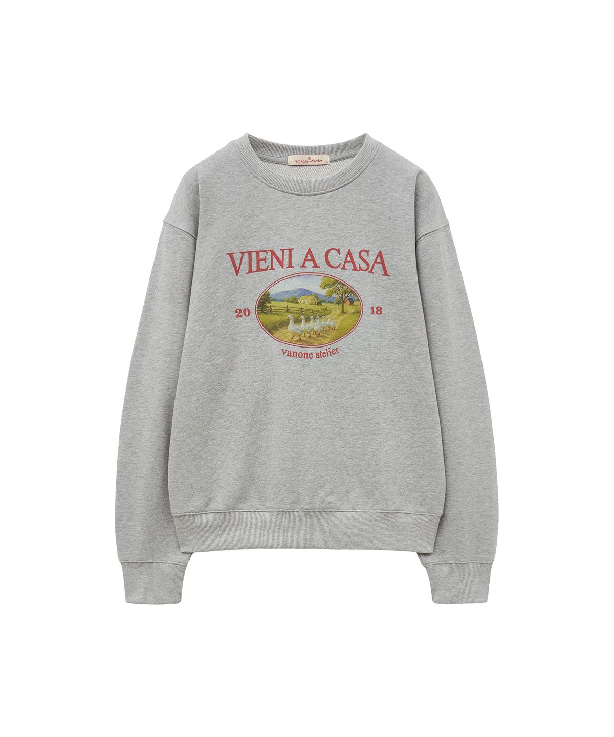 반원 아틀리에(VANONE ATELIER) A3554 VIENI A CASA heritage 스웨트 셔츠_Melange gray