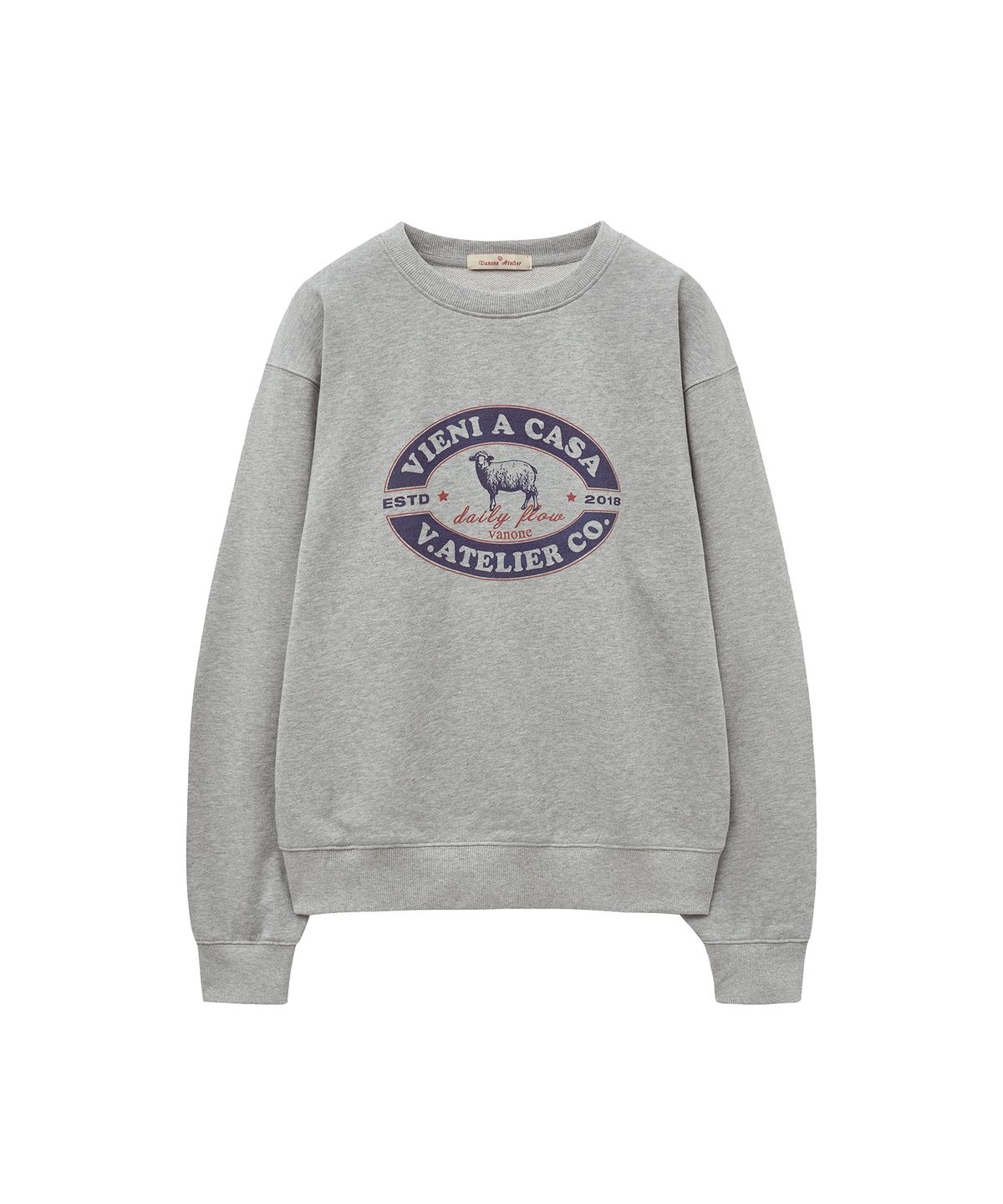 반원 아틀리에(VANONE ATELIER) A3556 VIENI A CASA 스웨트 셔츠_Melange gray