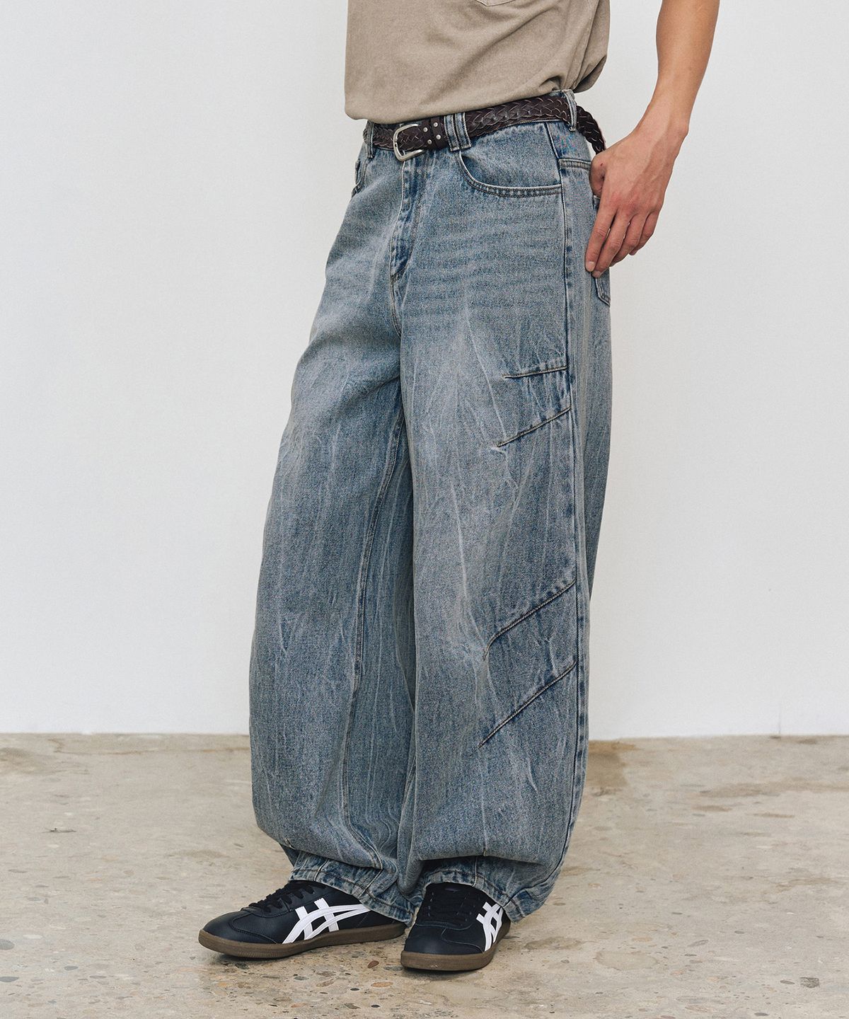 데케트(DECET) [크링클워싱]Balloon Wide Jeans DCPT055CRBlue