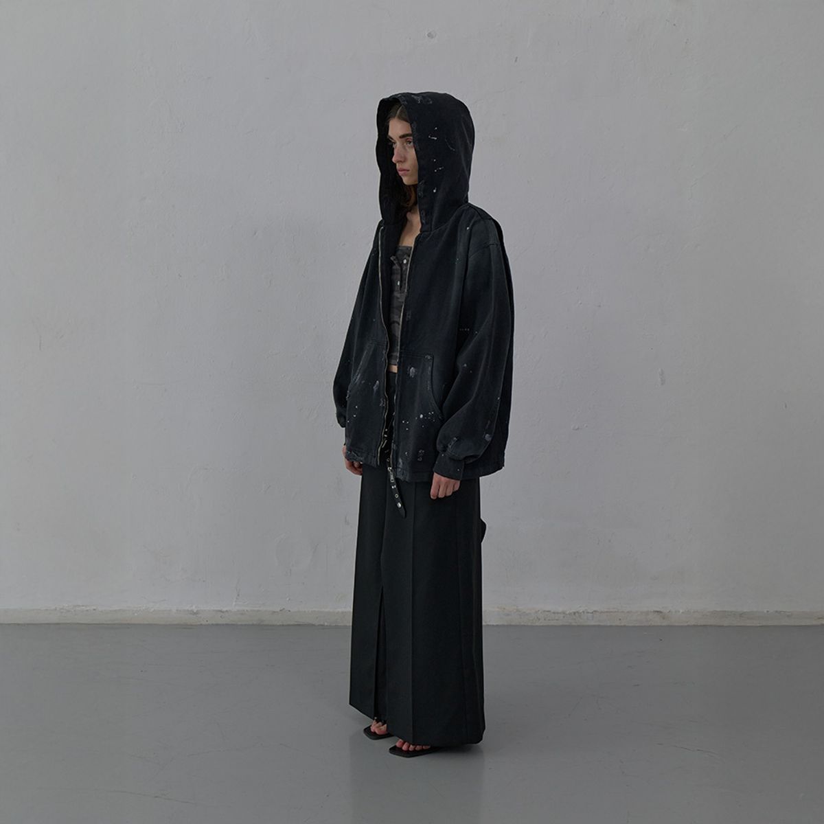 엘씨디씨티엠(LCDC™) PAINT-EFFECT DENIM JACKET (BLACK)