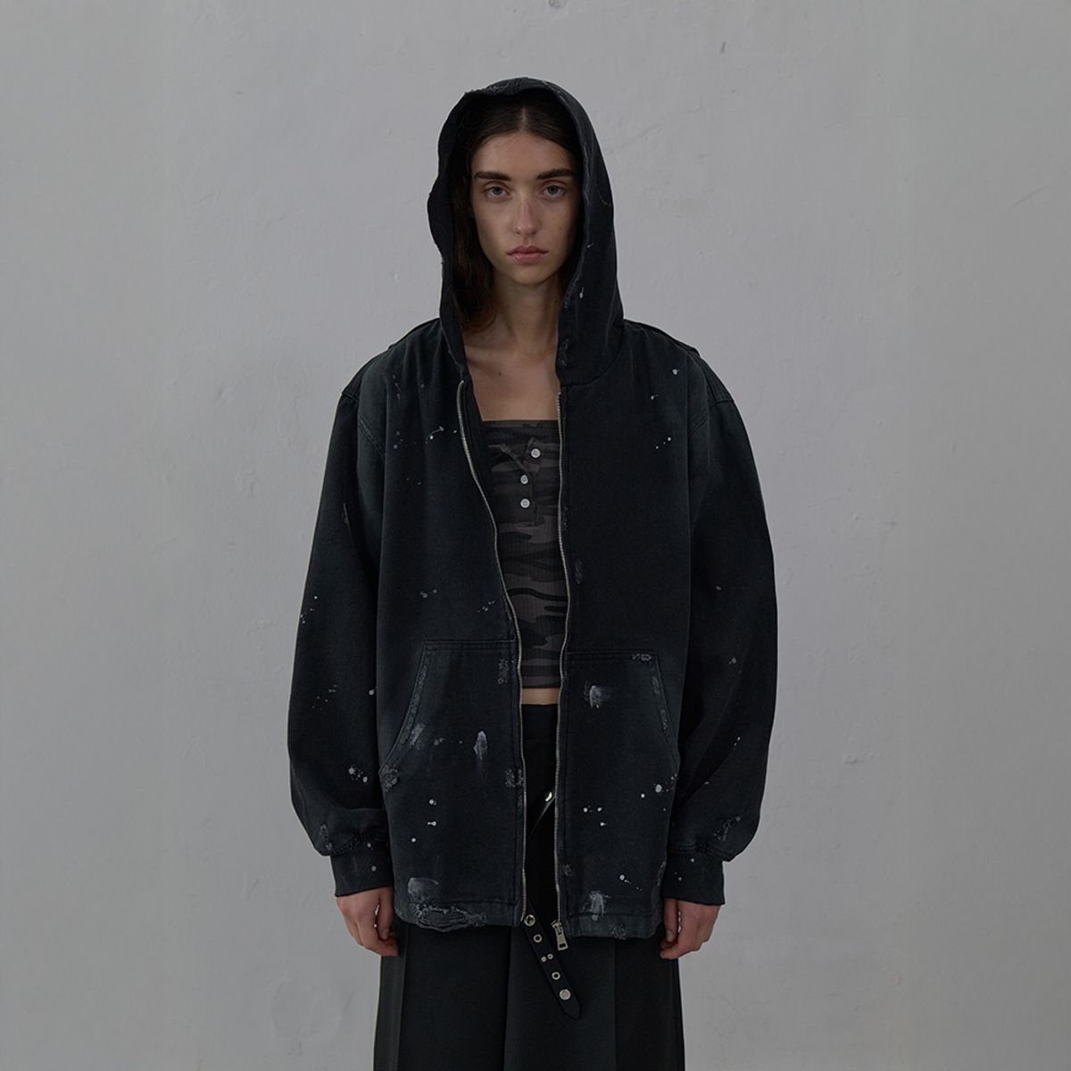 엘씨디씨티엠(LCDC™) PAINT-EFFECT DENIM JACKET (BLACK)