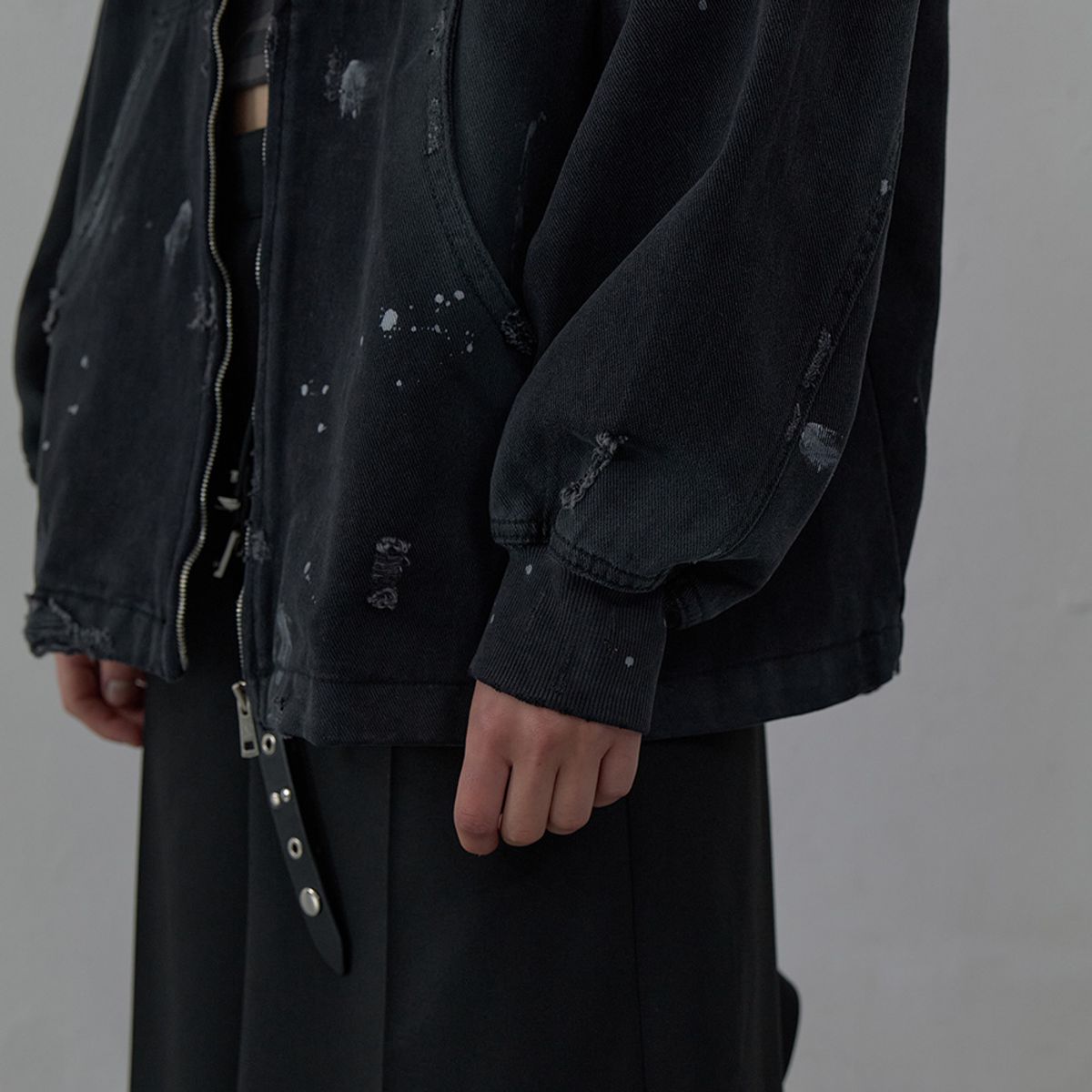 엘씨디씨티엠(LCDC™) PAINT-EFFECT DENIM JACKET (BLACK)