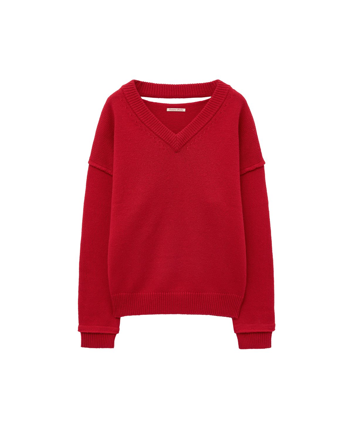 반원 아틀리에(VANONE ATELIER) KN4266 컷아웃 브이넥 니트_Red