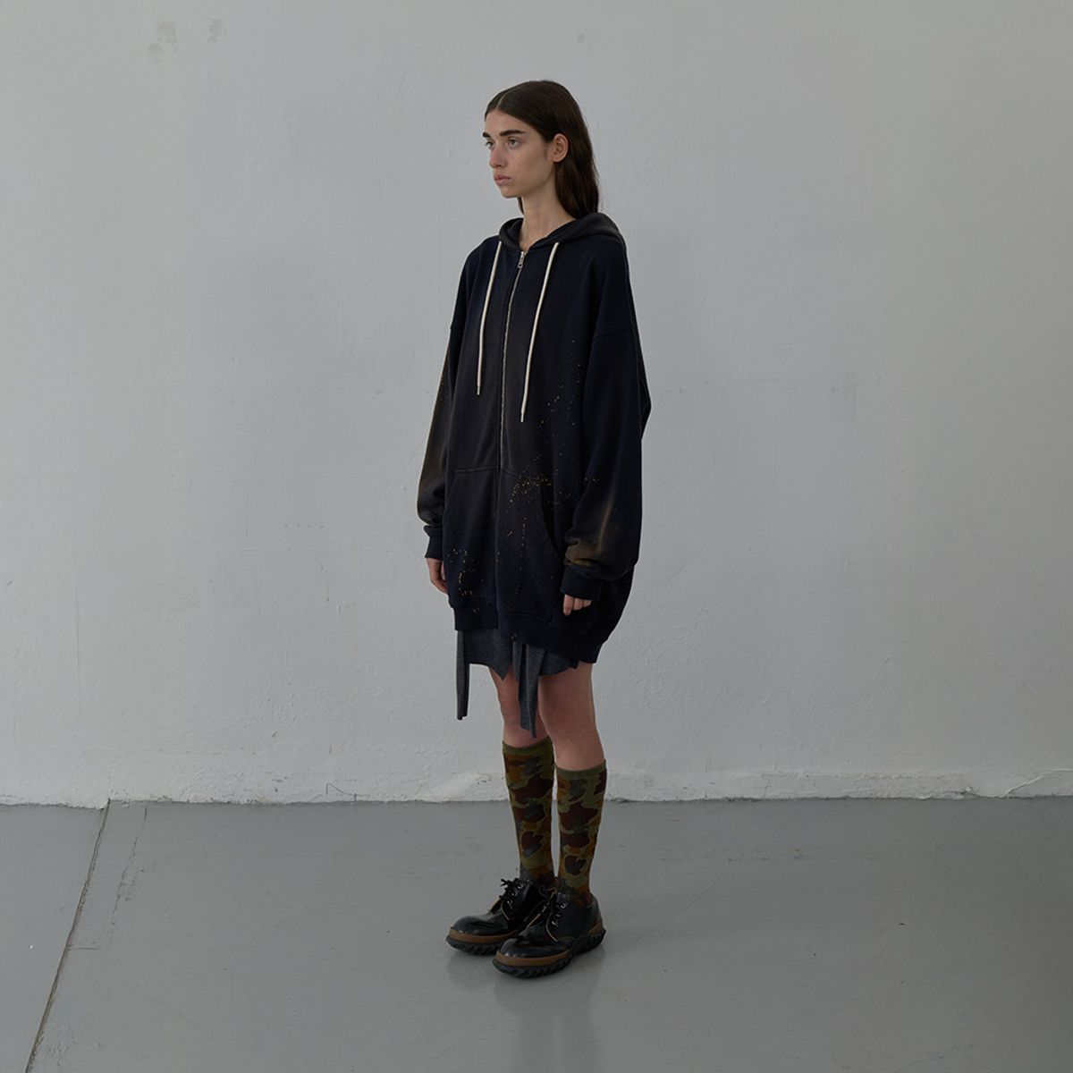 엘씨디씨티엠(LCDC™) WASHED LONG ZIP-UP HOODIE (NAVY)