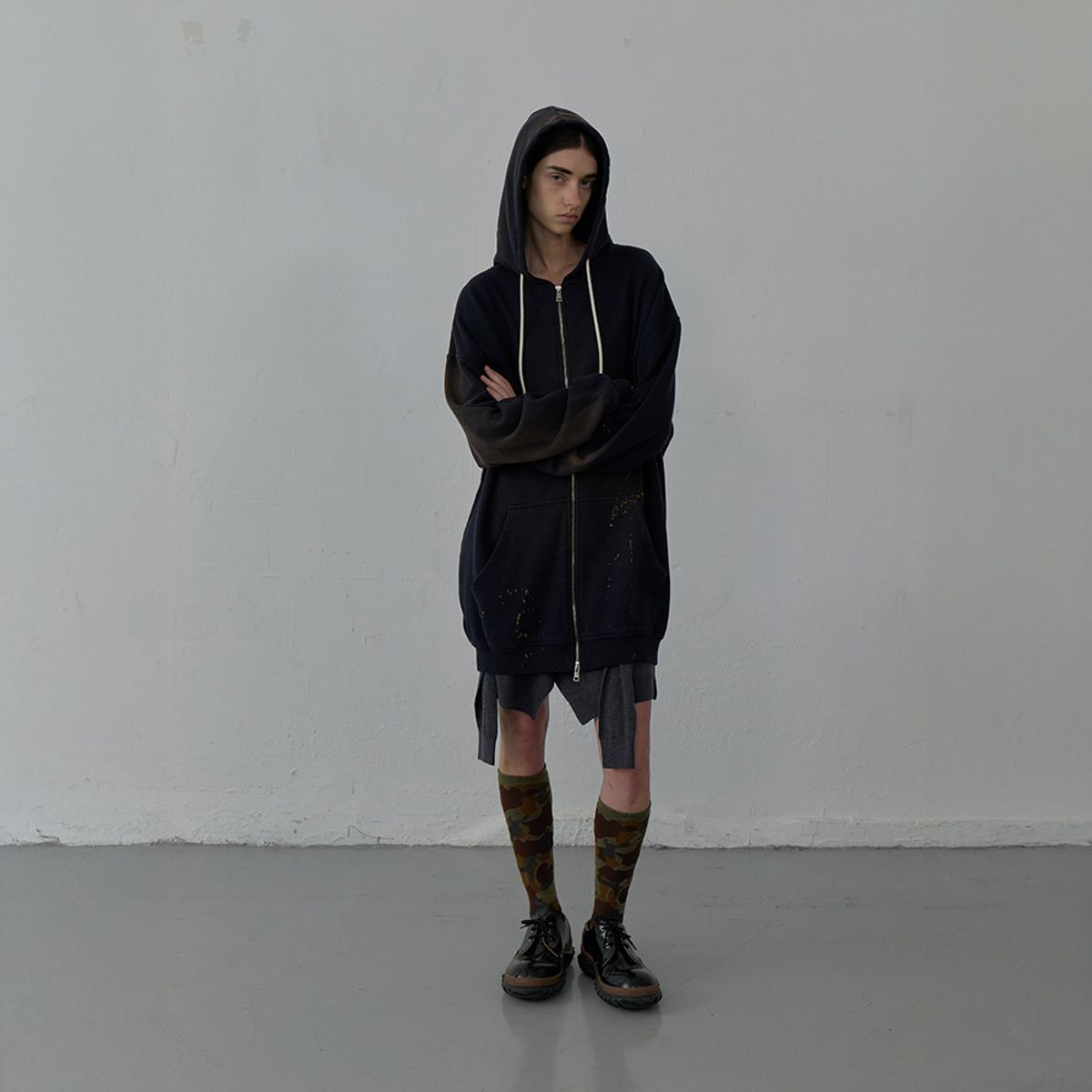엘씨디씨티엠(LCDC™) WASHED LONG ZIP-UP HOODIE (NAVY)