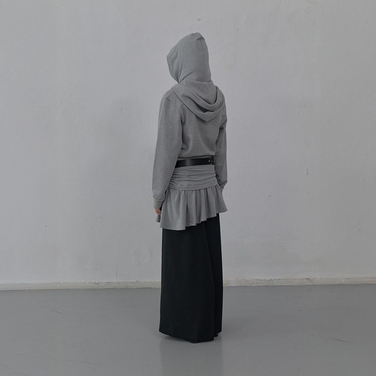 엘씨디씨티엠(LCDC™) SHIRRING DETAIL ZIP-UP HOODIE (MELANGE GREY)