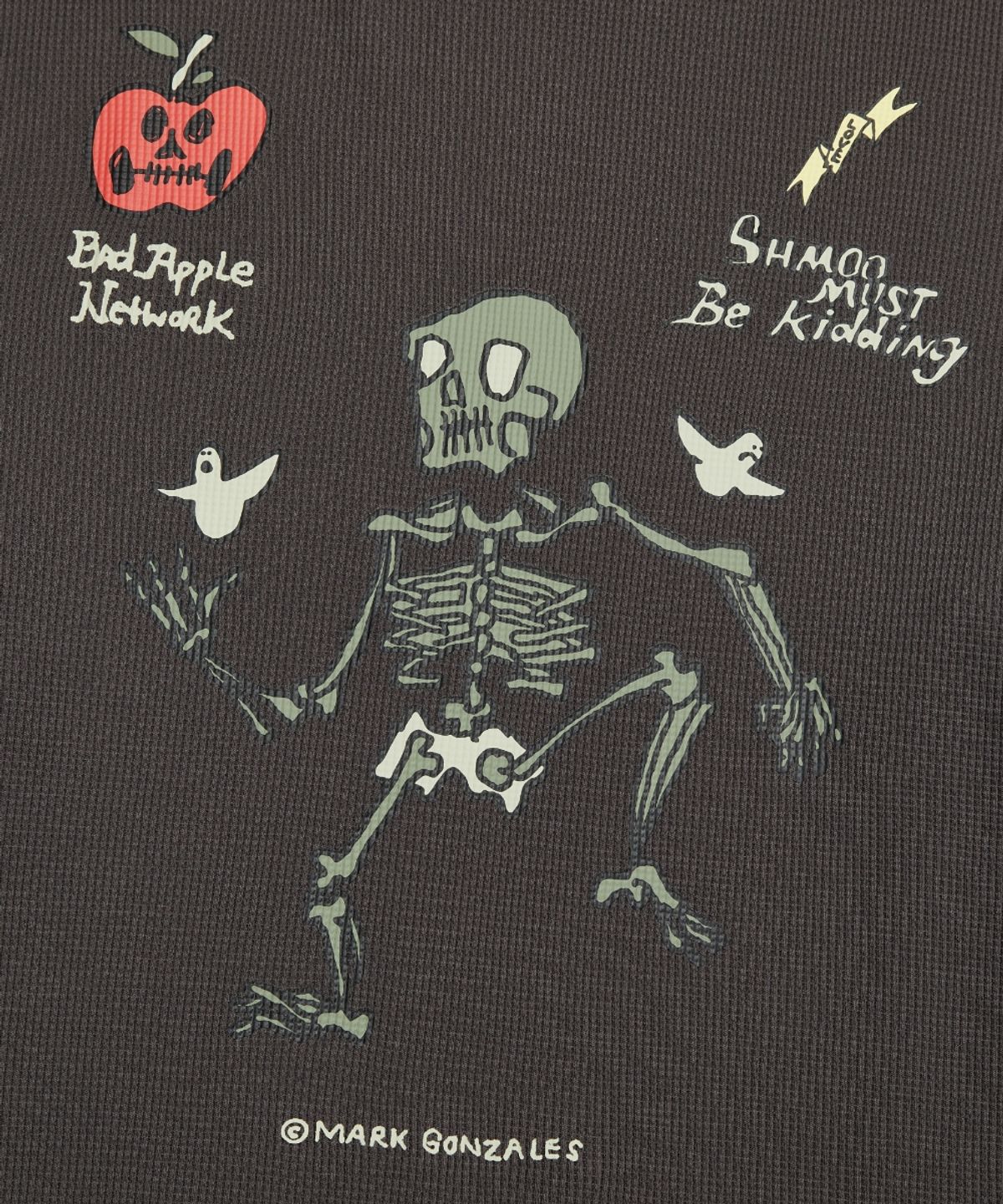 마크곤잘레스(MARK GONZALES) SHMOO MUST BE KIDDING 그래픽 와플 티셔츠 - CHARCOAL