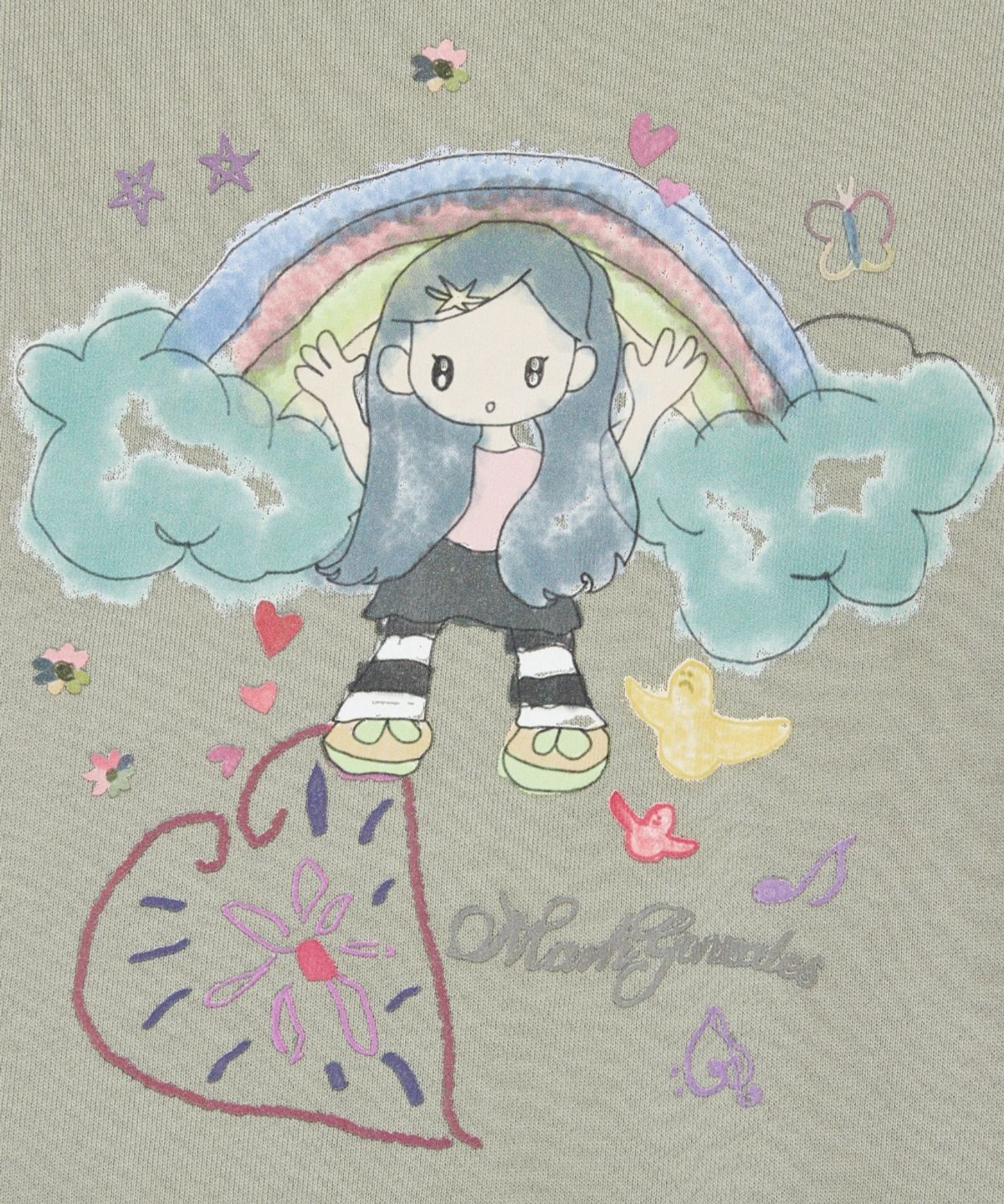 마크곤잘레스(MARK GONZALES) 우먼즈 레인보우 그래픽 스웨트 후디 - GREYISH KHAKI