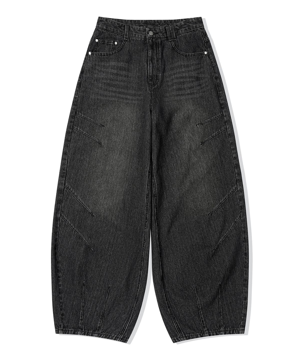 데케트(DECET) [골지데님]Balloon Wide Rib Jeans DCPT067Black
