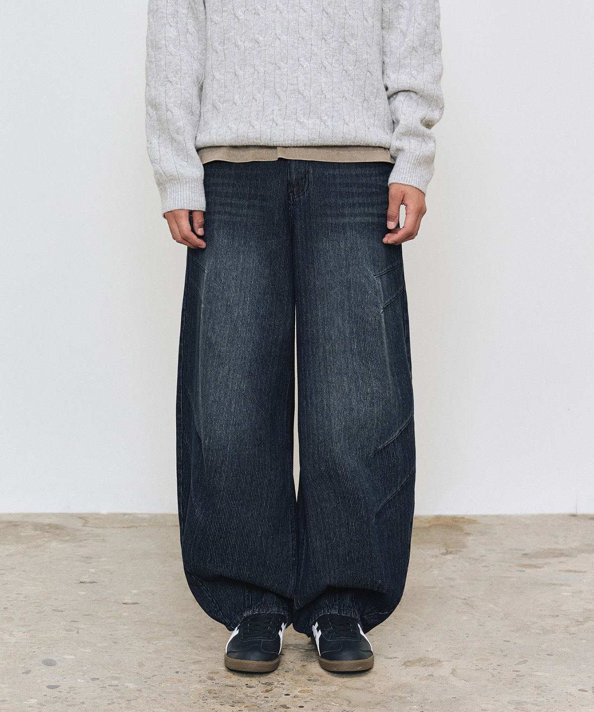 데케트(DECET) [골지데님]Balloon Wide Rib Jeans DCPT067Blue