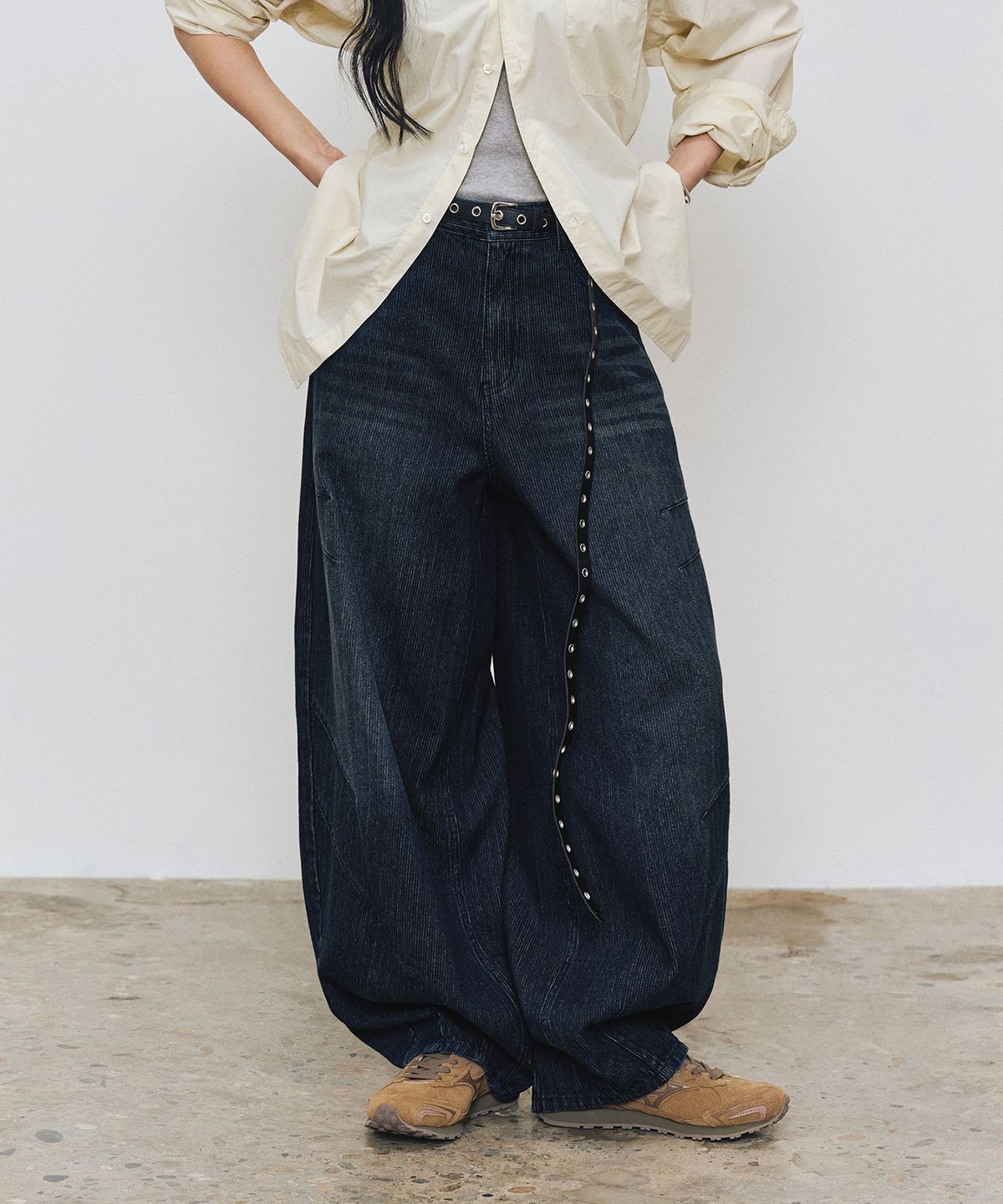 데케트(DECET) [골지데님]Balloon Wide Rib Jeans DCPT067Blue