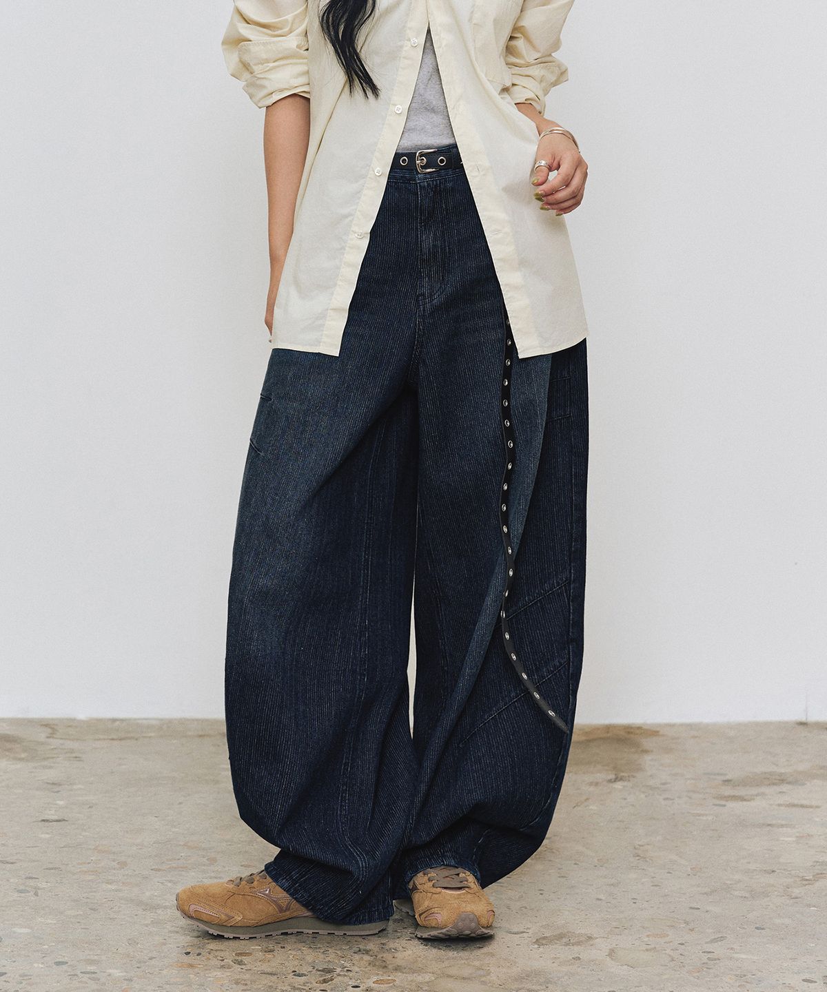 데케트(DECET) [골지데님]Balloon Wide Rib Jeans DCPT067Blue