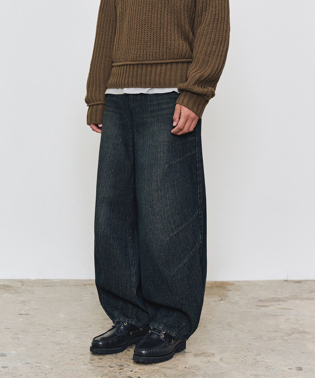 데케트(DECET) [골지데님]Balloon Wide Rib Jeans DCPT067DBlue