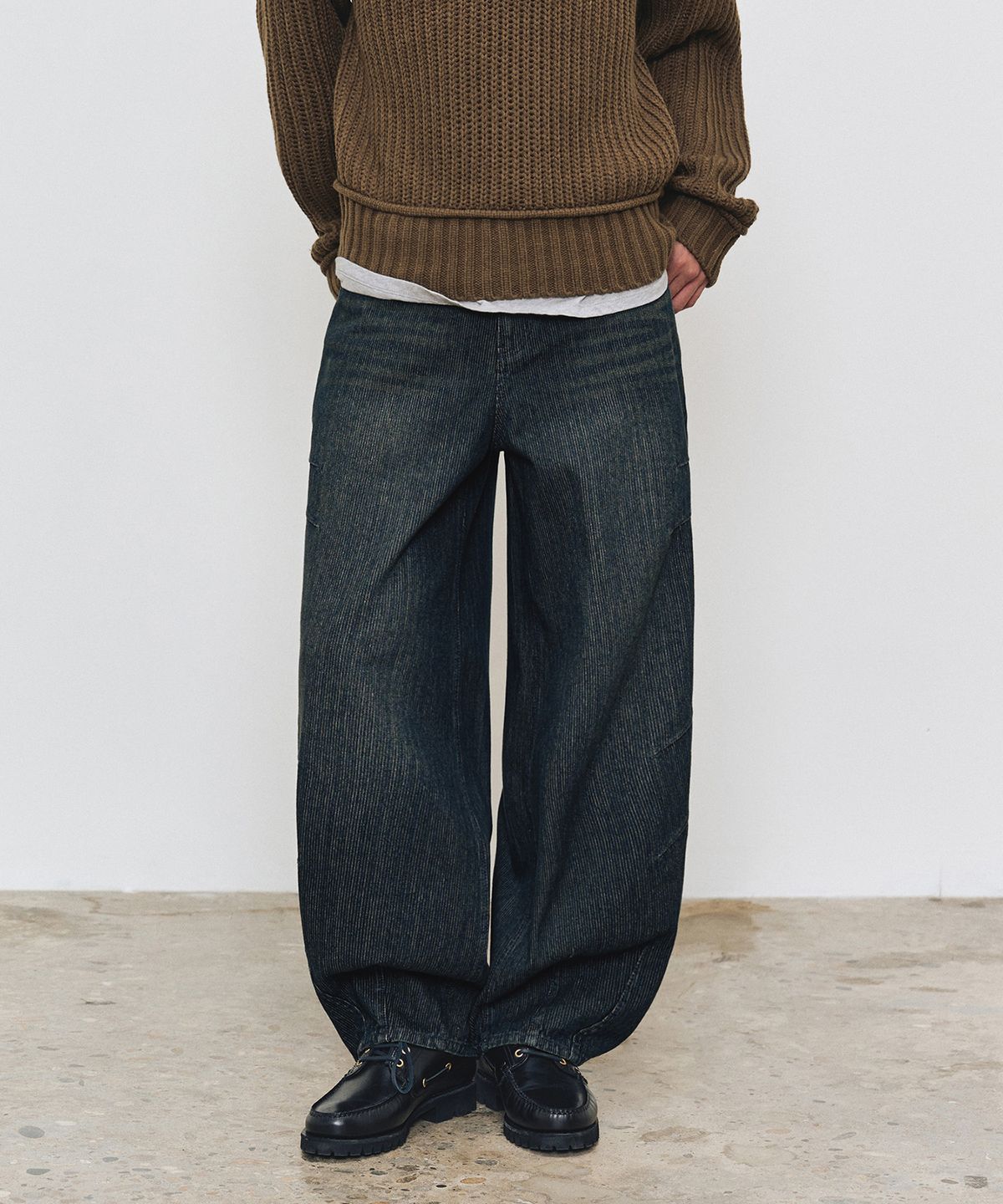 데케트(DECET) [골지데님]Balloon Wide Rib Jeans DCPT067DBlue
