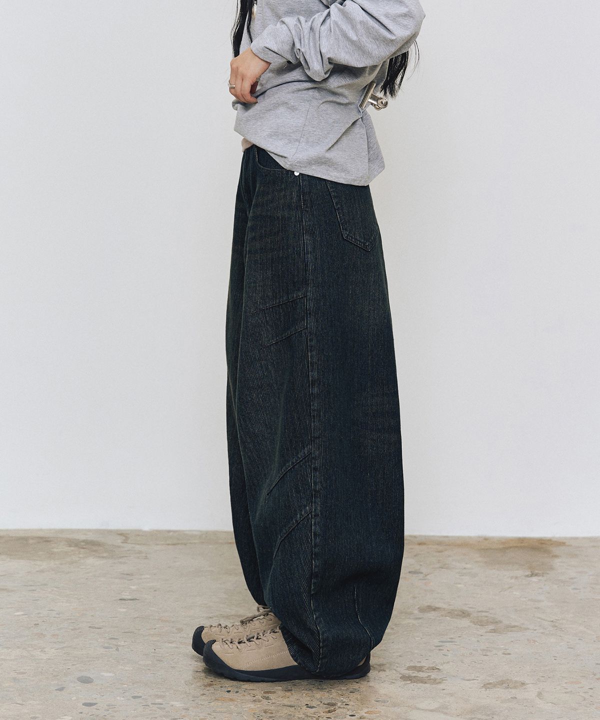 데케트(DECET) [골지데님]Balloon Wide Rib Jeans DCPT067DBlue