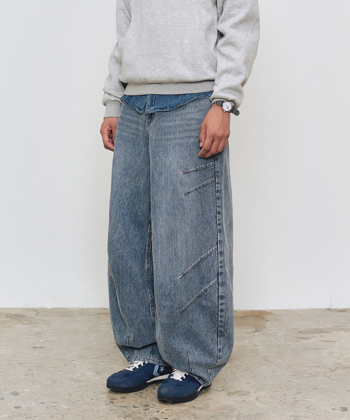 데케트(DECET) [골지데님]Balloon Wide Rib Jeans DCPT067LightBlue