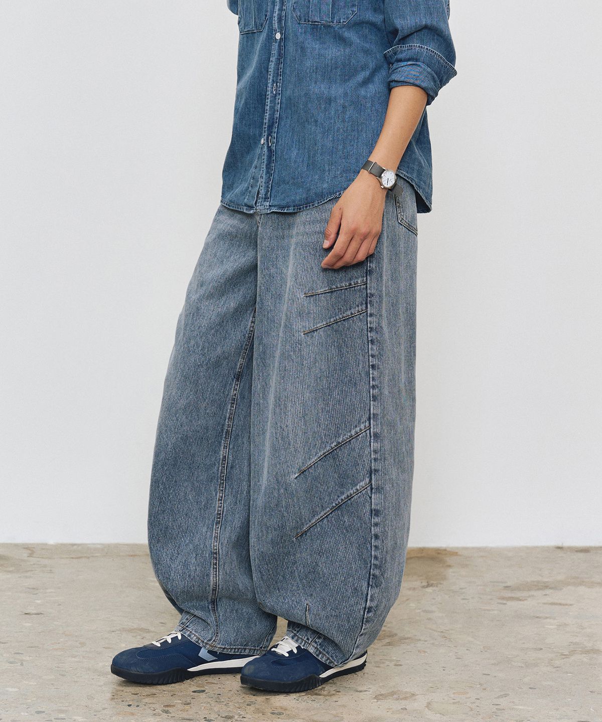 데케트(DECET) [골지데님]Balloon Wide Rib Jeans DCPT067LightBlue