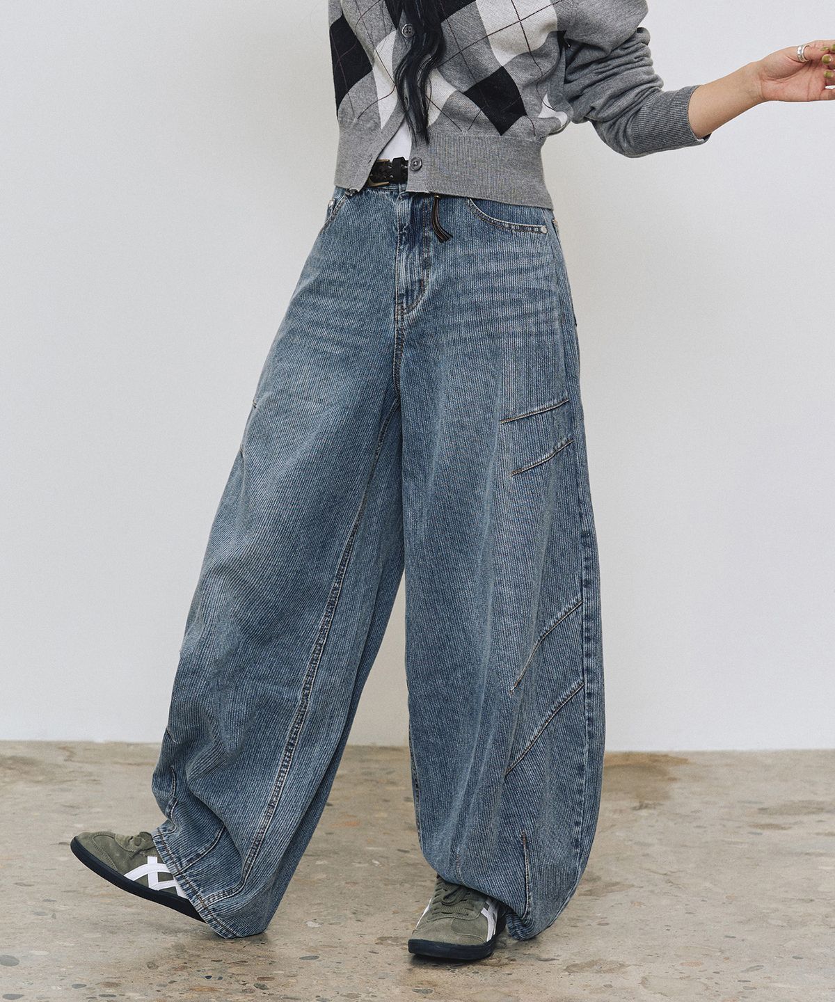 데케트(DECET) [골지데님]Balloon Wide Rib Jeans DCPT067LightBlue