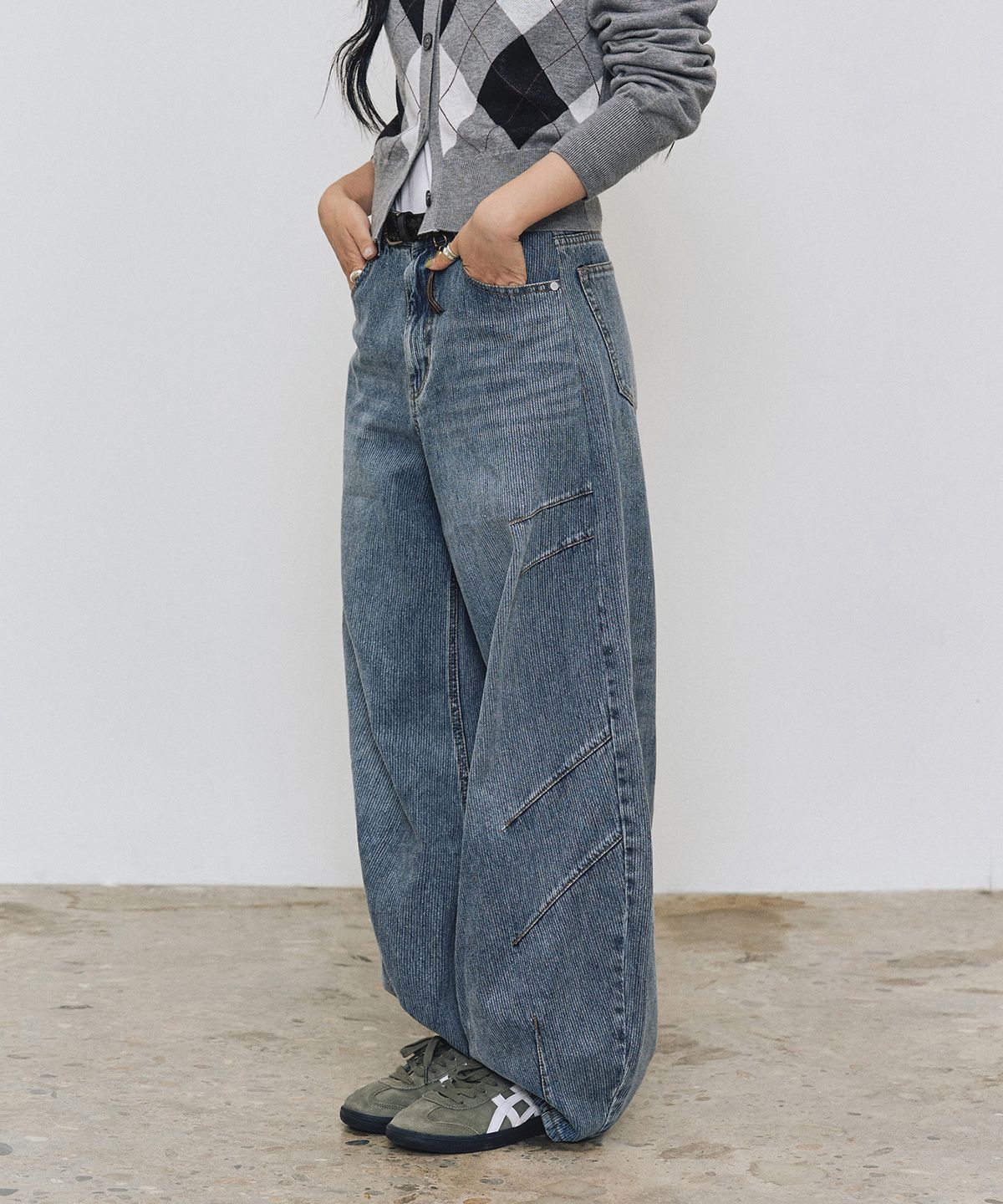데케트(DECET) [골지데님]Balloon Wide Rib Jeans DCPT067LightBlue
