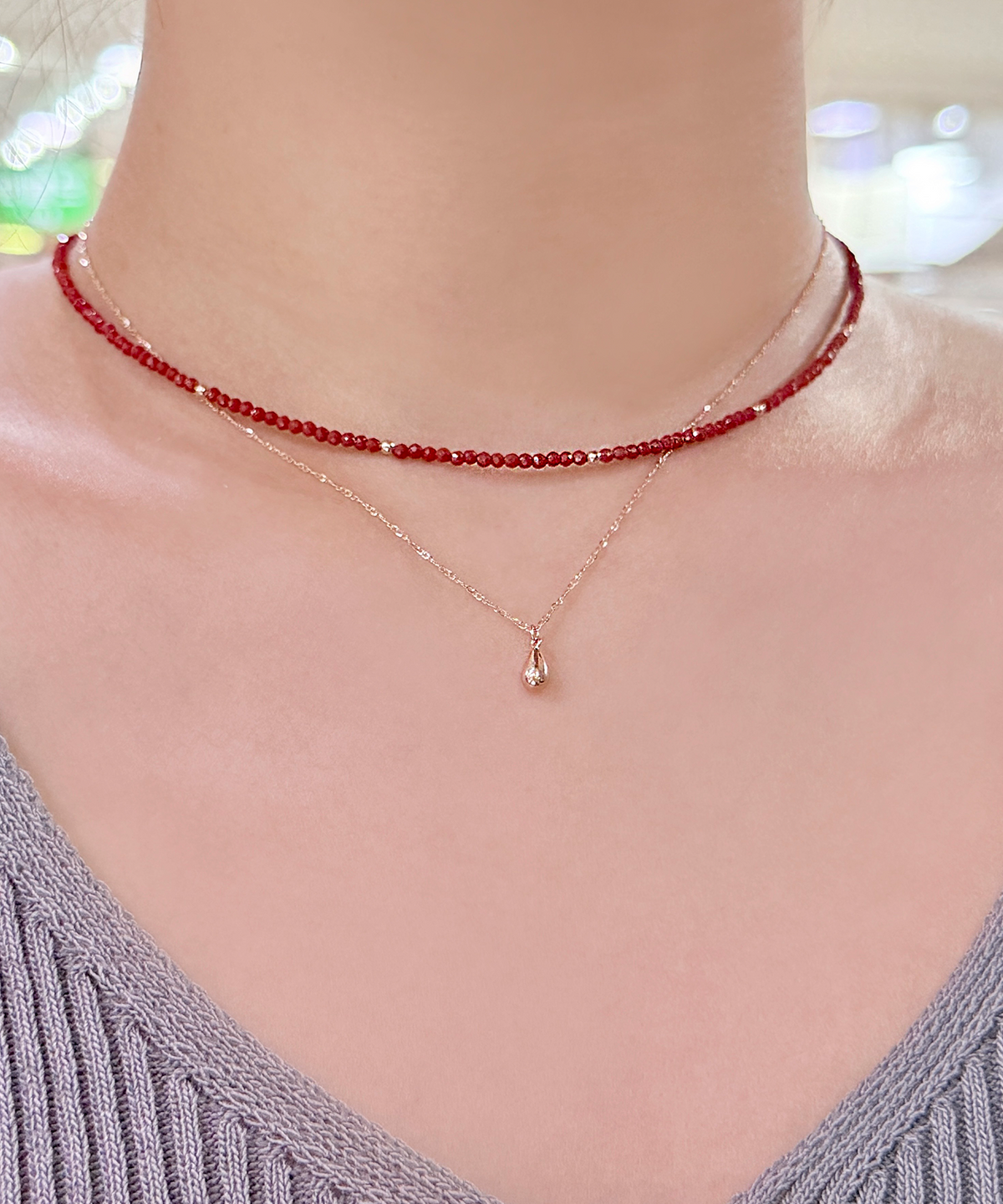 제이라헬(J-RAHEL) [14K/18K 골드]레드 스피넬 목걸이