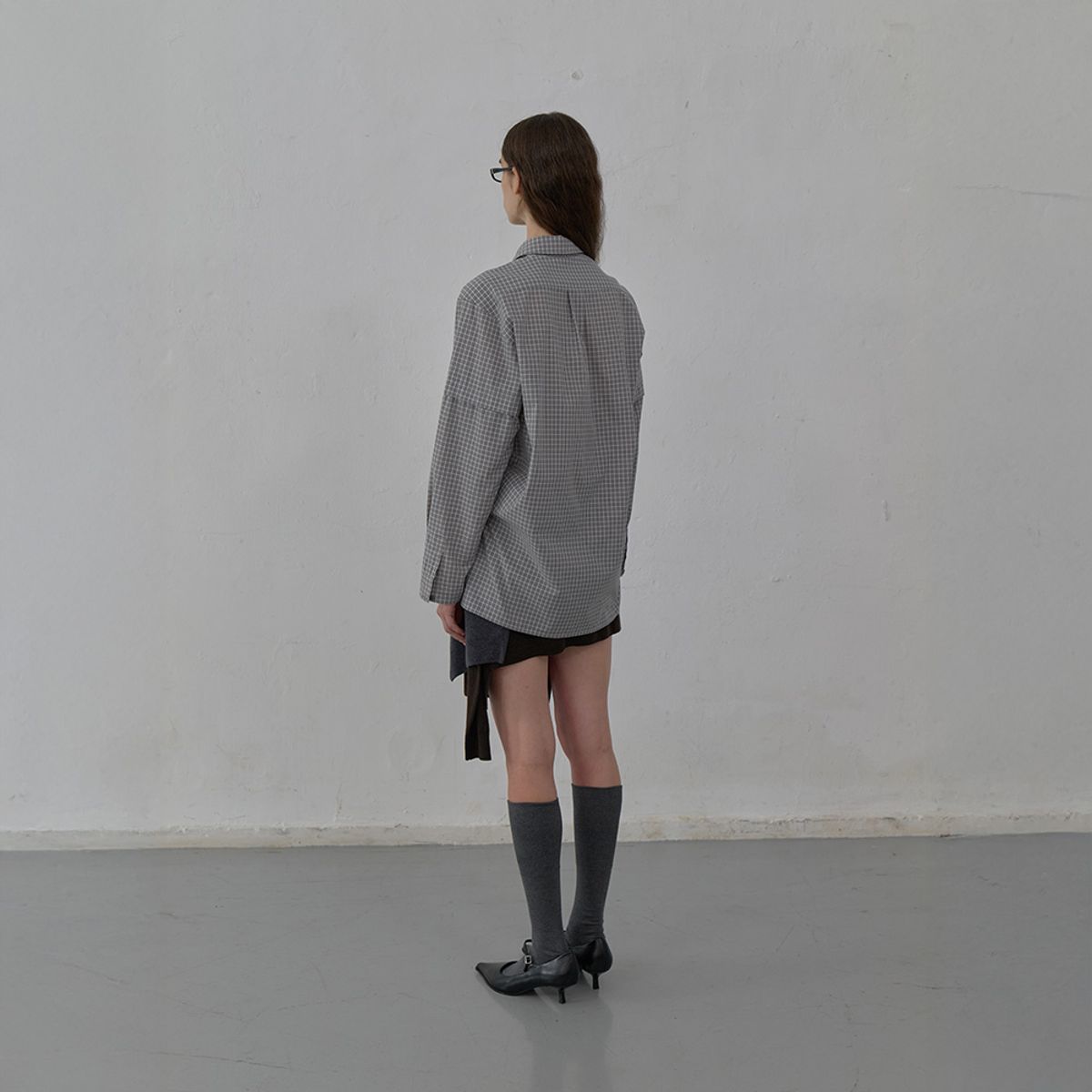 엘씨디씨티엠(LCDC™) CHECKED LONG SHIRT (GREY)